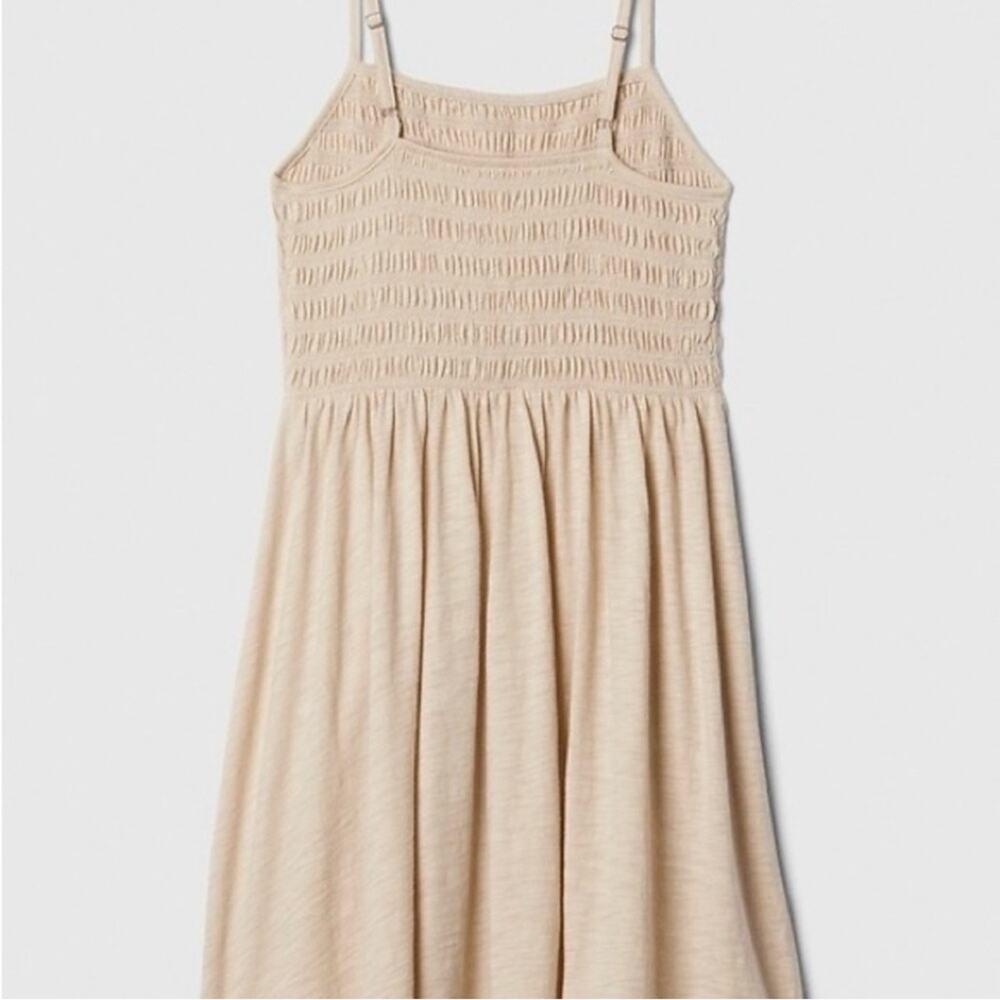 GAP Forever Soft Tan/Beige Mini Dress Sz Large NWT Smocked Top Adjustable Straps - Picture 2 of 8